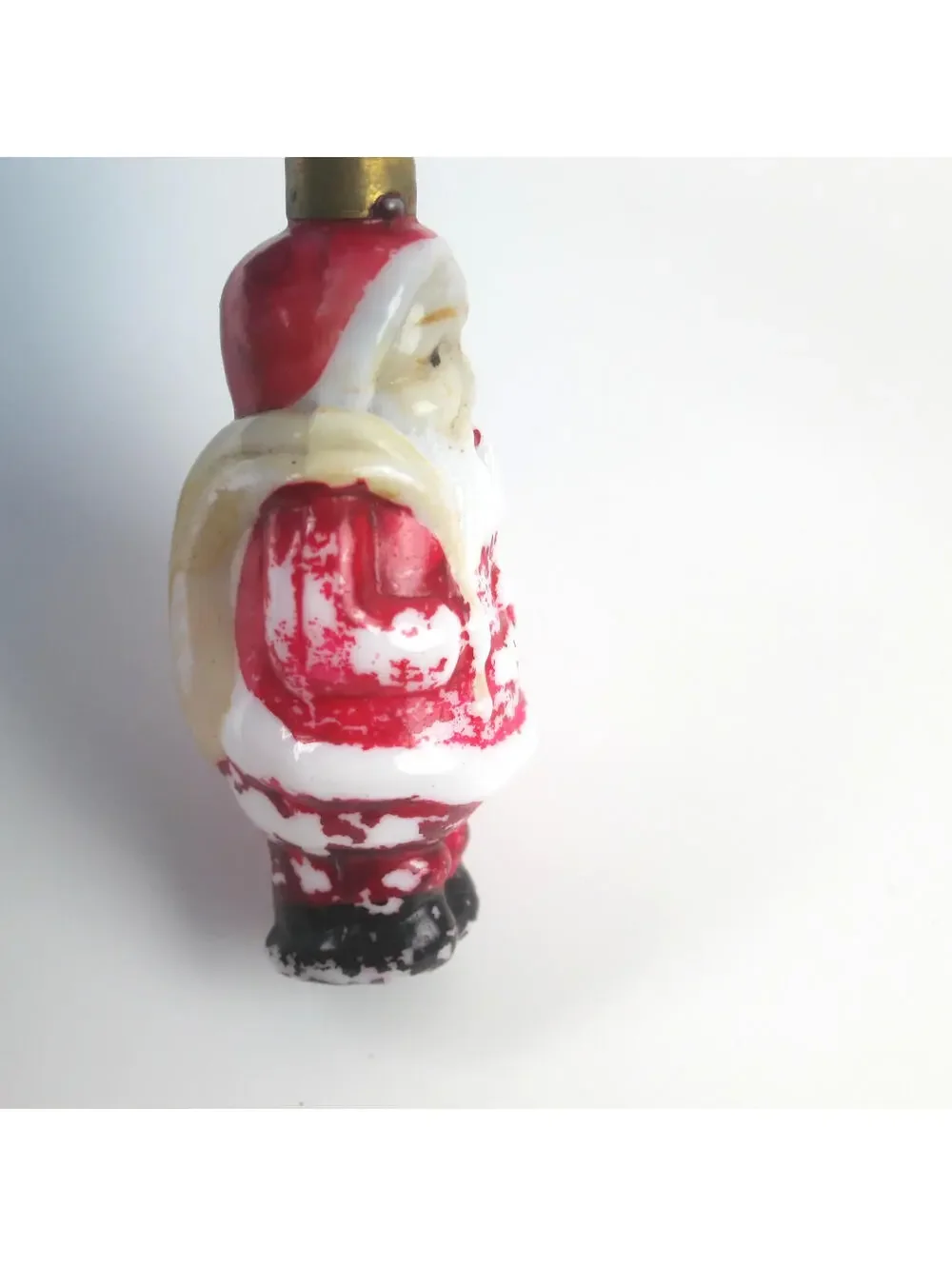 Vintage Santa Claus Milk Glass Light Bulb C6 Christmas Figural Toy Sack Japan